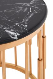 Orsina Functional Round Copper Finish Side Table, Luxury Modern Side Table For Livingroom, Sturdy Bedside Table in Rose Gold - thumbnail 5