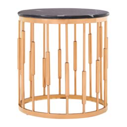 Orsina Functional Round Copper Finish Side Table, Luxury Modern Side Table For Livingroom, Sturdy Bedside Table in Rose Gold - thumbnail 1