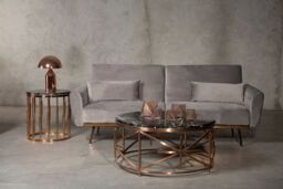 Orsina Functional Round Copper Finish Side Table, Luxury Modern Side Table For Livingroom, Sturdy Bedside Table in Rose Gold - thumbnail 2