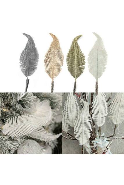 KDMD 6 Pack Christmas Clip On Feather Bauble Ornaments Silver - image 1