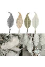 KDMD 6 Pack Christmas Clip On Feather Bauble Ornaments Silver - thumbnail 1