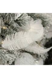 KDMD 6 Pack Christmas Clip On Feather Bauble Ornaments Silver - thumbnail 6