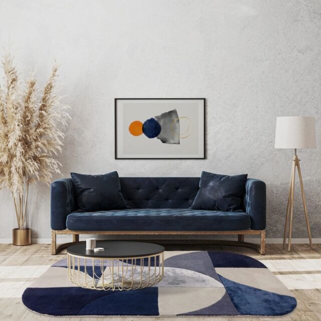 The Rug Shop UK Blue Handmade Geometric Abstract Luxurious Easy To Clean Rug - Size: 160 cm x 230 cm
