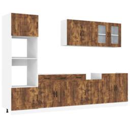 Berkfield Home Elegant 7 Piece Kitchen Cabinet Set Kalmar Smoked Oak Engineered Wood in Brown - thumbnail 3