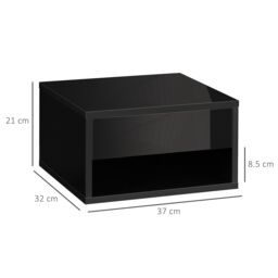 HOMCOM Floating Nightstands Set of 2, Bedside Table w/ Drawer & Open Shelf in Black - thumbnail 3
