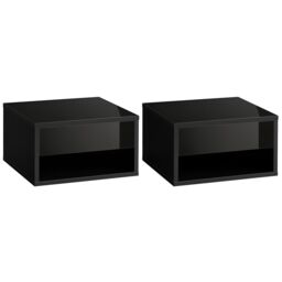 HOMCOM Floating Nightstands Set of 2, Bedside Table w/ Drawer & Open Shelf in Black - thumbnail 2