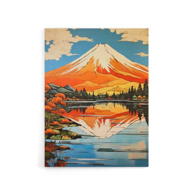 "Artery8 Mount Fuji Lake Reflection Canvas Wall Art Print - Size: W24"" x H32""" - image 1