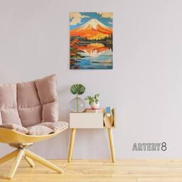 "Artery8 Mount Fuji Lake Reflection Canvas Wall Art Print - Size: W24"" x H32""" - thumbnail 3