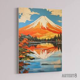 "Artery8 Mount Fuji Lake Reflection Canvas Wall Art Print - Size: W24"" x H32""" - thumbnail 2