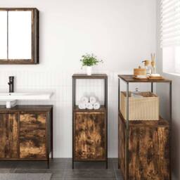 Berkfield Home Durable Bathroom Cabinet with Shelves Smoked Oak 36x35x95 cm in Brown - Size: 36 x 35 x 95 cm