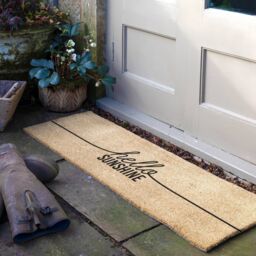 Artsy Mats Hello Sunshine Coir Doormat (120 x 40cm) in Brown - Size: 40 cm x 120 cm - thumbnail 1