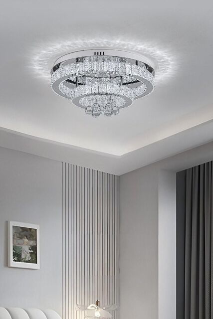 H&O Direct Double Tier Round Crystal Celling Light in Silver - image 1