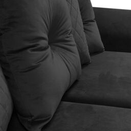 Furnishings For Less UK Victoria Soft Plush Velvet 3 to 4 Seater L Shaped Corner Sofa Left Hand Facing - Scatter Back in Black - thumbnail 3