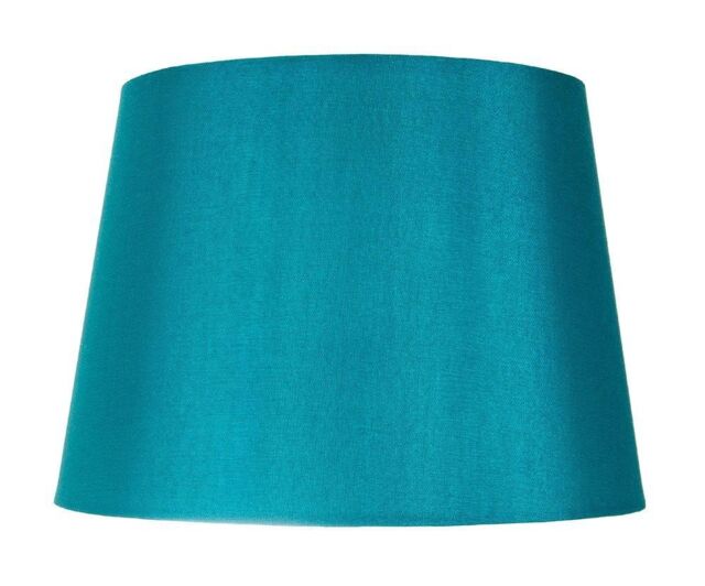 Happy Homewares Traditionally Designed Drum Lamp Shade in Sleek Faux Silk Fabric in Teal - Size: 8 inches - image 1