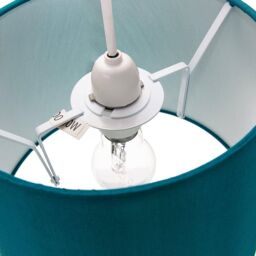 Happy Homewares Traditionally Designed Drum Lamp Shade in Sleek Faux Silk Fabric in Teal - Size: 8 inches - thumbnail 3