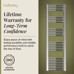 Balterley Straight Heated Towel Rail Radiator, 383W, 400 x 1800mm, Chrome in Silver - thumbnail 7