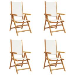 Berkfield Home Reclining Garden Chairs 4 pcs Cream White Fabric & Solid Wood - thumbnail 3