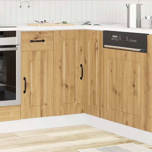 Berkfield Home Kitchen Corner Base Cabinet Kalmar Artisan Oak Engineered Wood in Brown - image 1