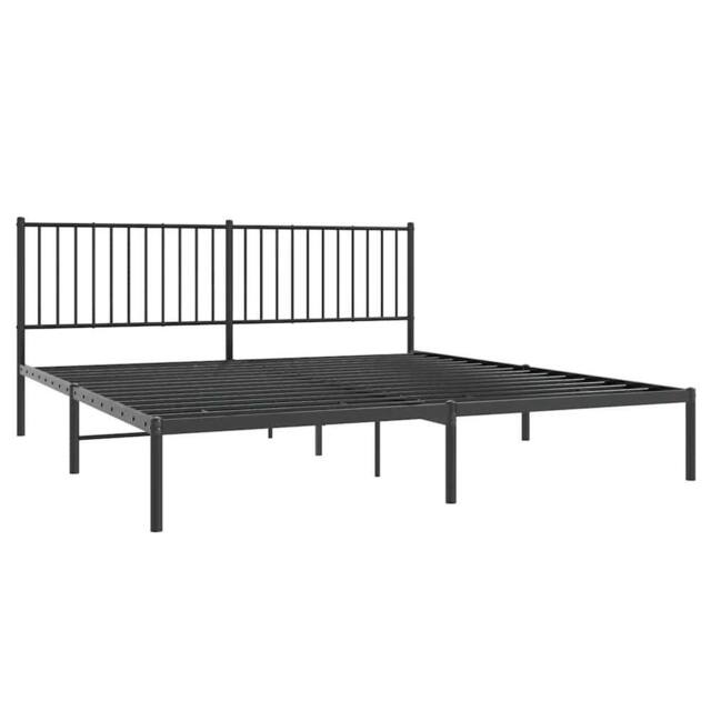 Berkfield Home Metal Bed Frame with Headboard Black 180x200 cm Super King - image 1