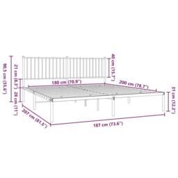 Berkfield Home Metal Bed Frame with Headboard Black 180x200 cm Super King - thumbnail 9