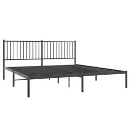 Berkfield Home Metal Bed Frame with Headboard Black 180x200 cm Super King - thumbnail 1