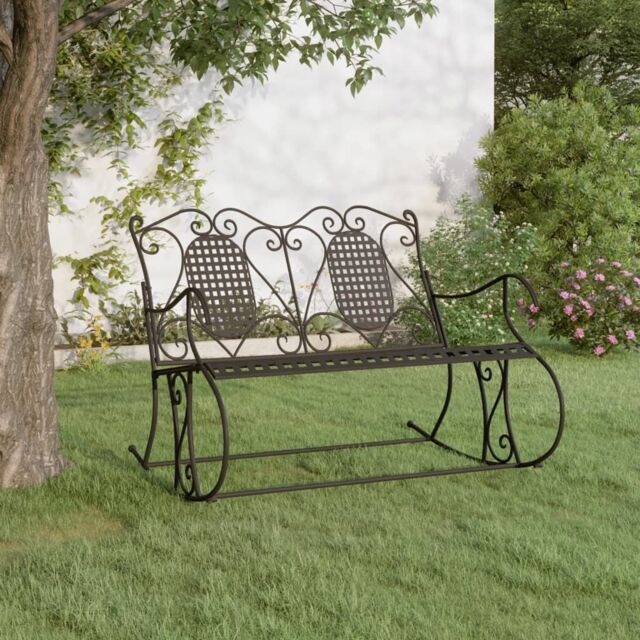 Berkfield Home 2-Seater Rocking Bench 113 cm Black Steel - image 1