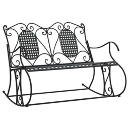 Berkfield Home 2-Seater Rocking Bench 113 cm Black Steel - thumbnail 2