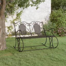 Berkfield Home 2-Seater Rocking Bench 113 cm Black Steel - thumbnail 1