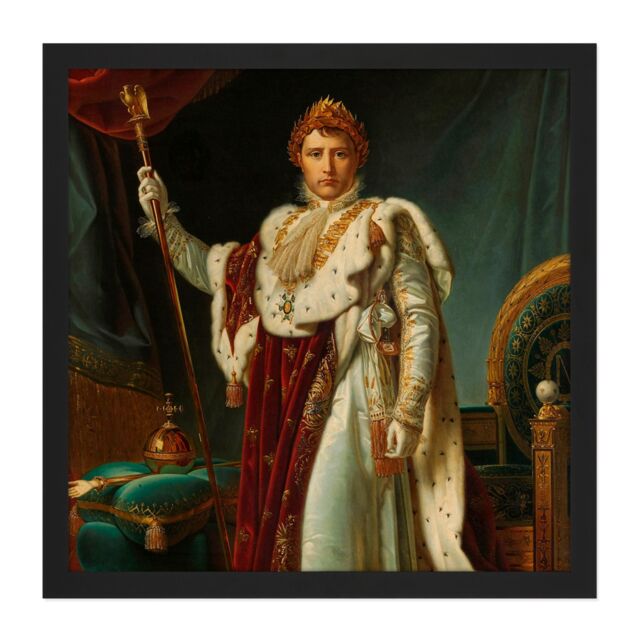 "Artery8 Wall Art Print Gerard Portrait Emperor Napoleon I Bonaparte Square Framed Picture 16X16 Inch in Black - Size: W16"" x H16""" - image 1