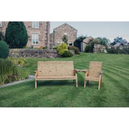 Churnet Valley Garden Furniture Ltd Valley 4 Seat Set 1XC 1X3B Angled Tray - Timber - Fully Assembled in Brown - thumbnail 1