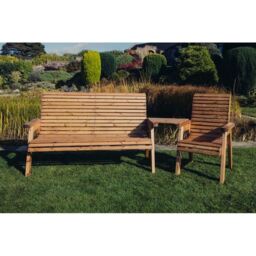 Churnet Valley Garden Furniture Ltd Valley 4 Seat Set 1XC 1X3B Angled Tray - Timber - Fully Assembled in Brown - thumbnail 2