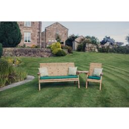 Churnet Valley Garden Furniture Ltd Valley 4 Seat Set 1XC 1X3B Angled Tray - Timber - Fully Assembled in Brown - thumbnail 4