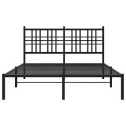 Berkfield Home Metal Bed Frame without Mattress with Headboard Black 140x190cm - Size: 140x190 cm - thumbnail 4