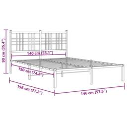 Berkfield Home Metal Bed Frame without Mattress with Headboard Black 140x190cm - Size: 140x190 cm - thumbnail 8