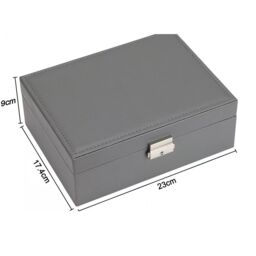 Modcraft Women's 2-Tier Grey Jewellery Organizer Box - Elegant Storage Case - thumbnail 4