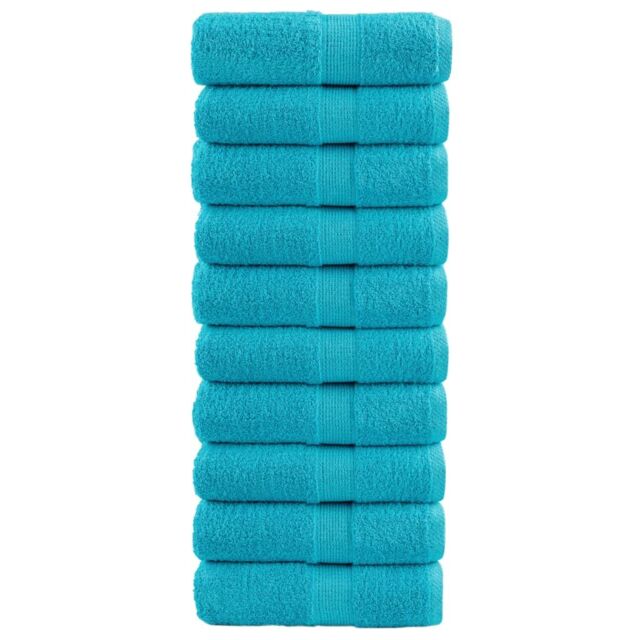 Berkfield Home Premium Guest Towels SOLUND 10 pcs Turquoise 30x50 cm 600 gsm in Blue - image 1