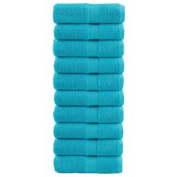 Berkfield Home Premium Guest Towels SOLUND 10 pcs Turquoise 30x50 cm 600 gsm in Blue