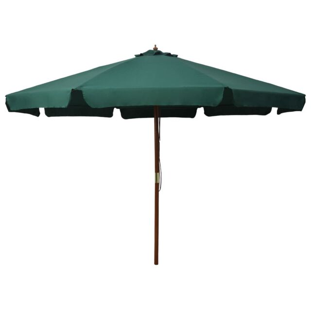 Berkfield Home Outdoor Parasol with Wooden Pole 330 cm Green - image 1