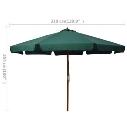 Berkfield Home Outdoor Parasol with Wooden Pole 330 cm Green - thumbnail 5