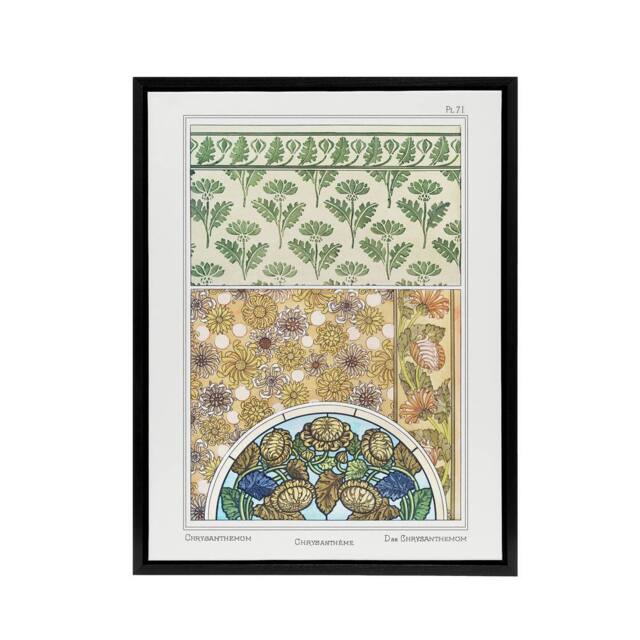 "Artery8 Flower Chrysanthemum Framed Canvas Wall Art Print Vintage Verneuil - Size: W12"" x H16""" - image 1