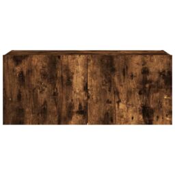 Berkfield Home TV Wall Cabinet with LED Lights Smoked Oak 100x35x41 cm in Brown - Size: 100 x 35 x 41 cm - thumbnail 9