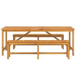 Berkfield Home 6 Piece Garden Dining Set Solid Wood Acacia in Brown - thumbnail 7