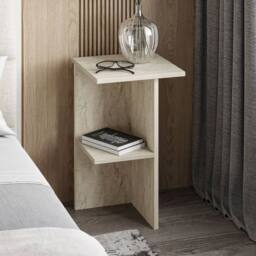 CALICOSY Square Bedside Table With Shelf, 60 Cm High - LERAY in Cream - thumbnail 2