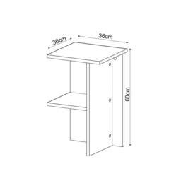 CALICOSY Square Bedside Table With Shelf, 60 Cm High - LERAY in Cream - thumbnail 5