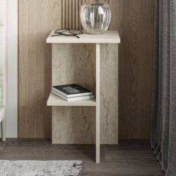 CALICOSY Square Bedside Table With Shelf, 60 Cm High - LERAY in Cream - thumbnail 3