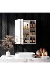 Living and Home Wall-Mounted LED Bathroom Mirror Cabinet in White