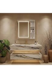 Living and Home Wall-Mounted LED Bathroom Mirror Cabinet in White - thumbnail 2