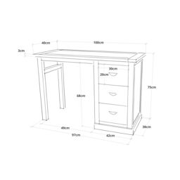 Cabinet Bits Tropea 3 Drawer Desk - Dressing Table Chrome Cup Handle in Off-White - thumbnail 6
