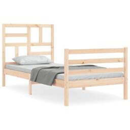 Berkfield Home Bed Frame with Headboard Small Single Solid Wood in Light Brown