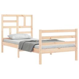 Berkfield Home Bed Frame with Headboard Small Single Solid Wood in Light Brown - thumbnail 5